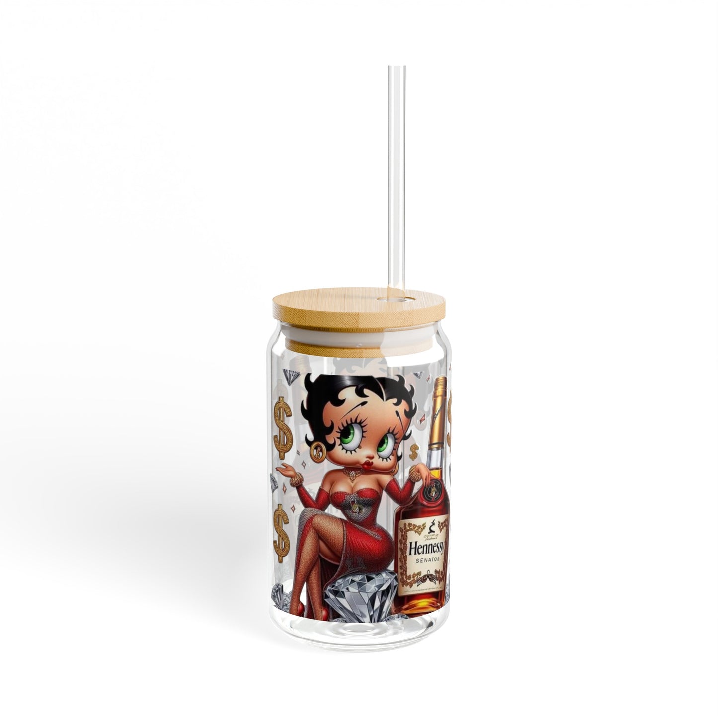 "Betty Sips" Sipper Glass, 16oz