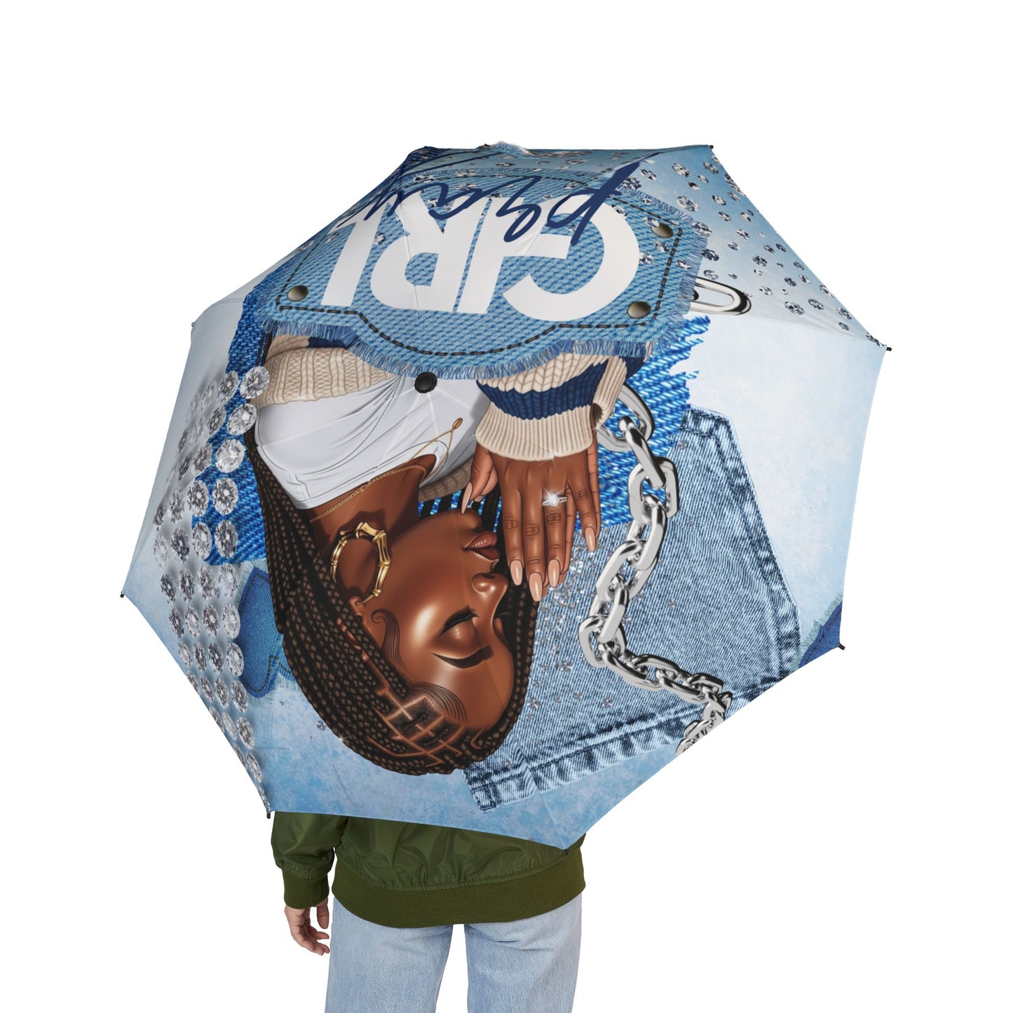 Braid Girl Pray Travel Umbrella