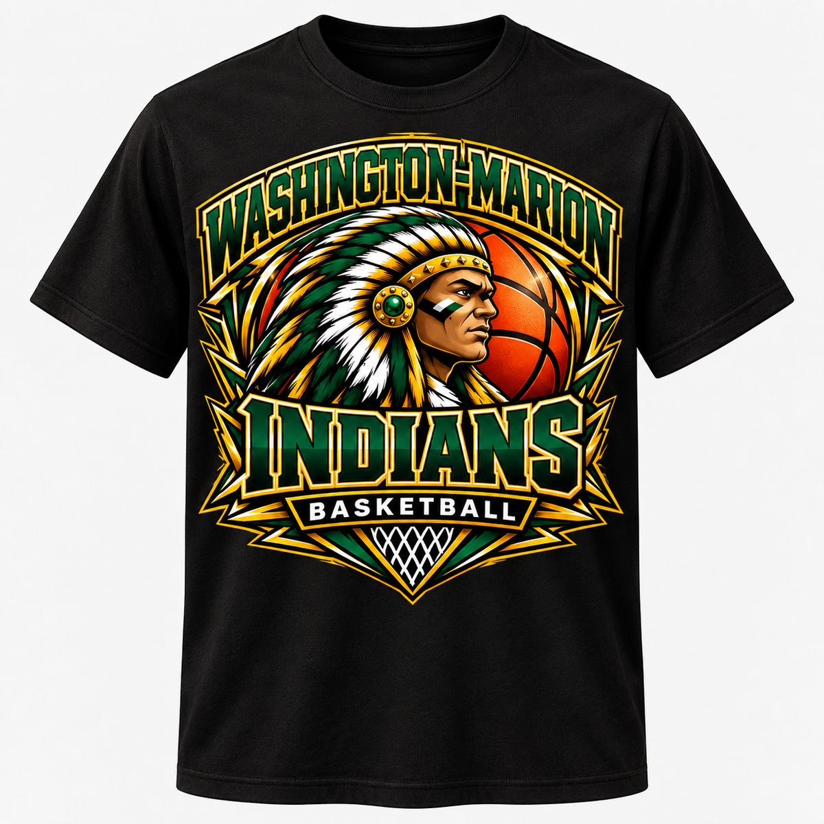 Washington Marion Indian Portrait Basketball Tee
