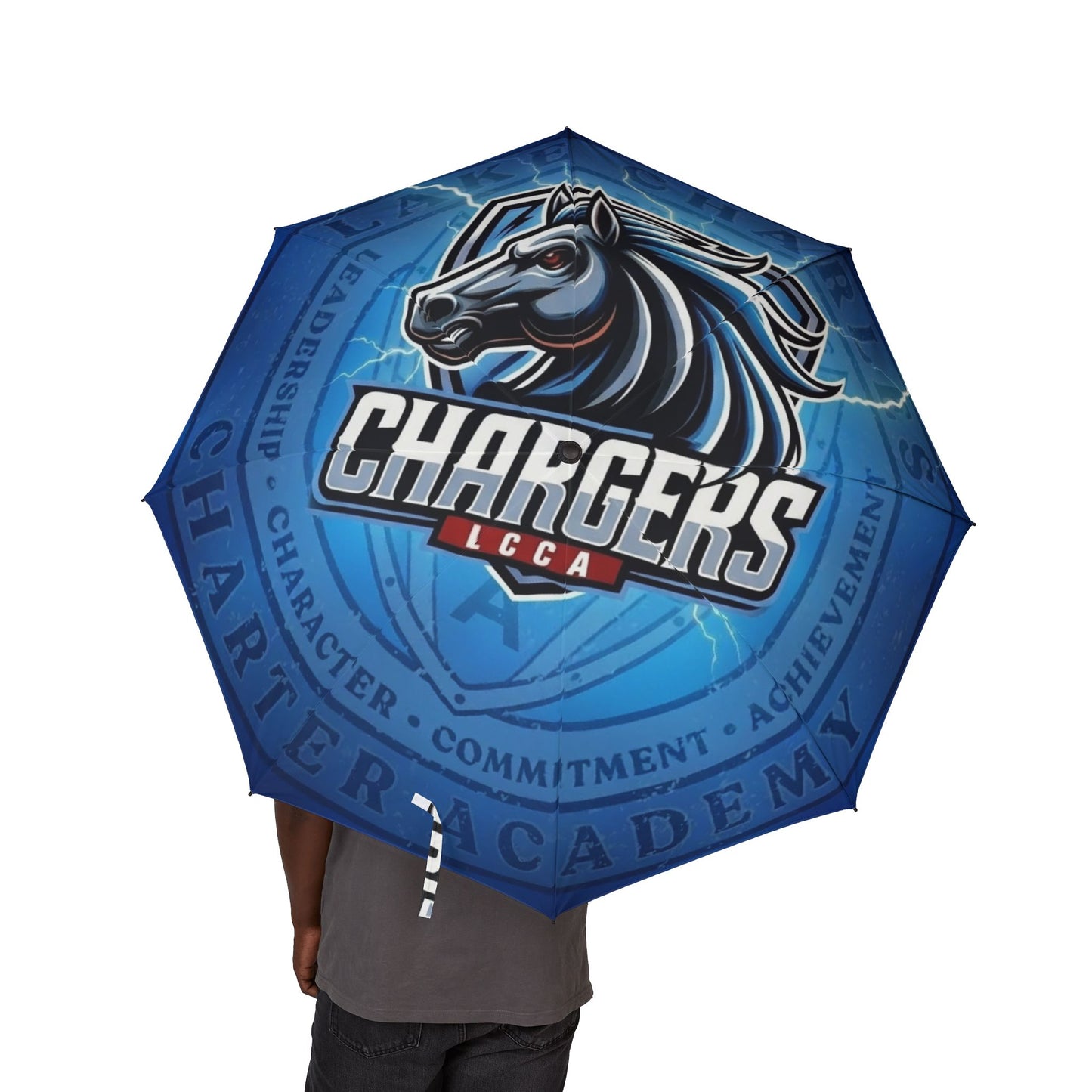 Chargers Team Logo Foldable Umbrella — Semi‑Automatic Blue Sports Umbrella