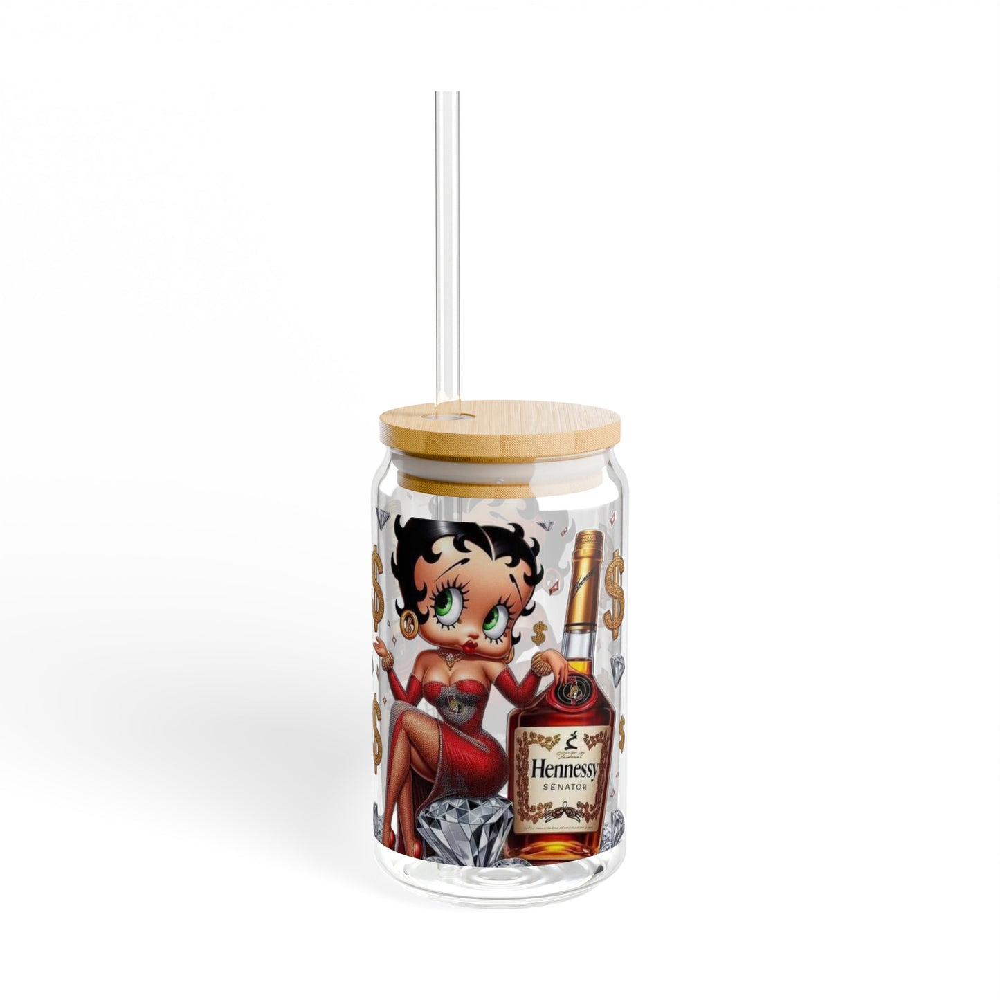 "Betty Sips" Sipper Glass, 16oz