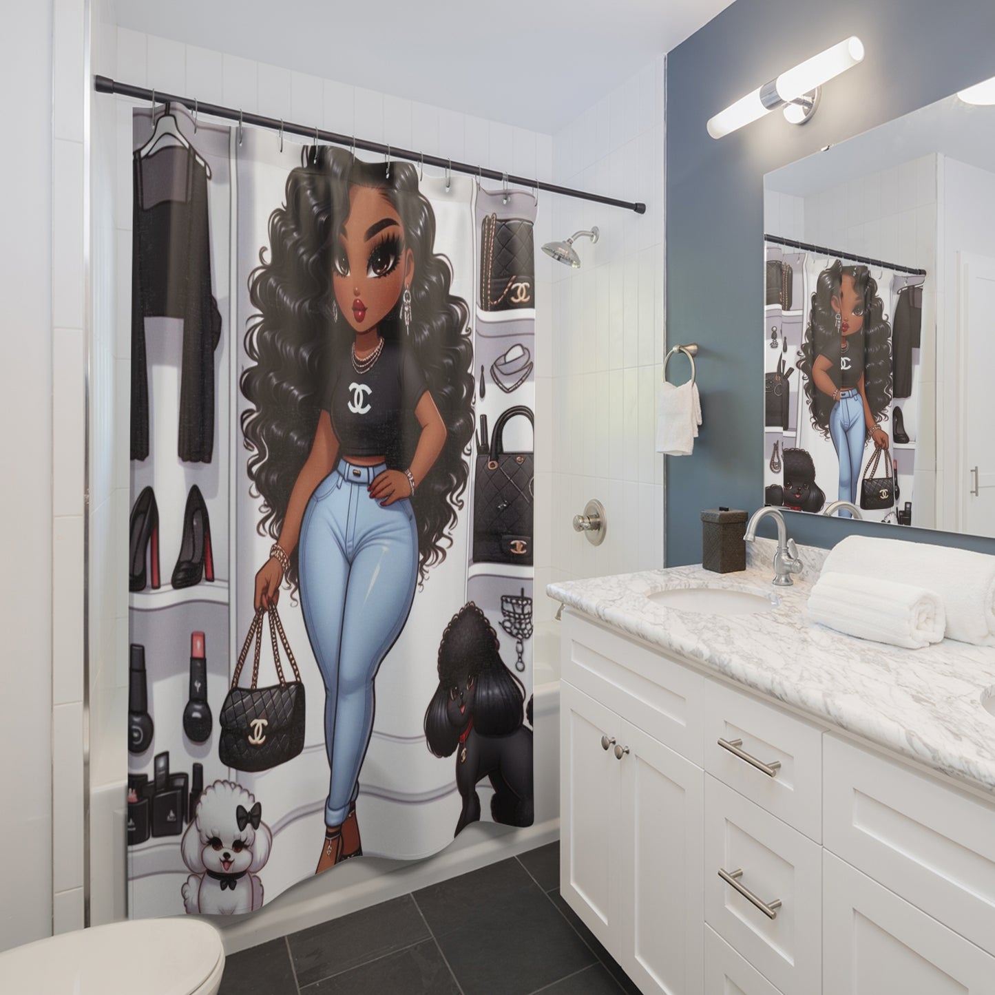 Standing On Business (Melanin) Shower Curtains