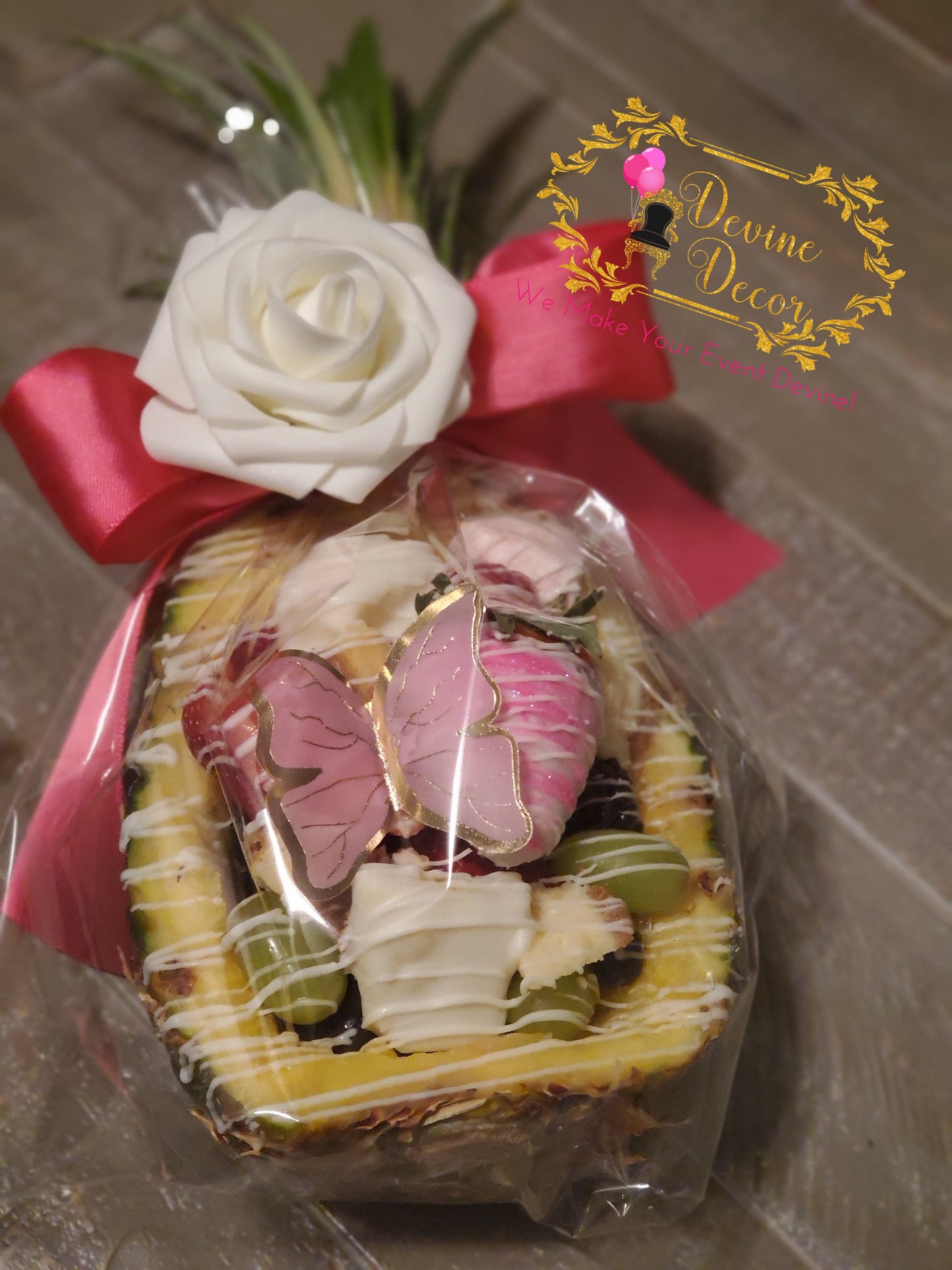 Pineapple Tropical Fruit Cheesecake Bowl | Devine Decor LLC