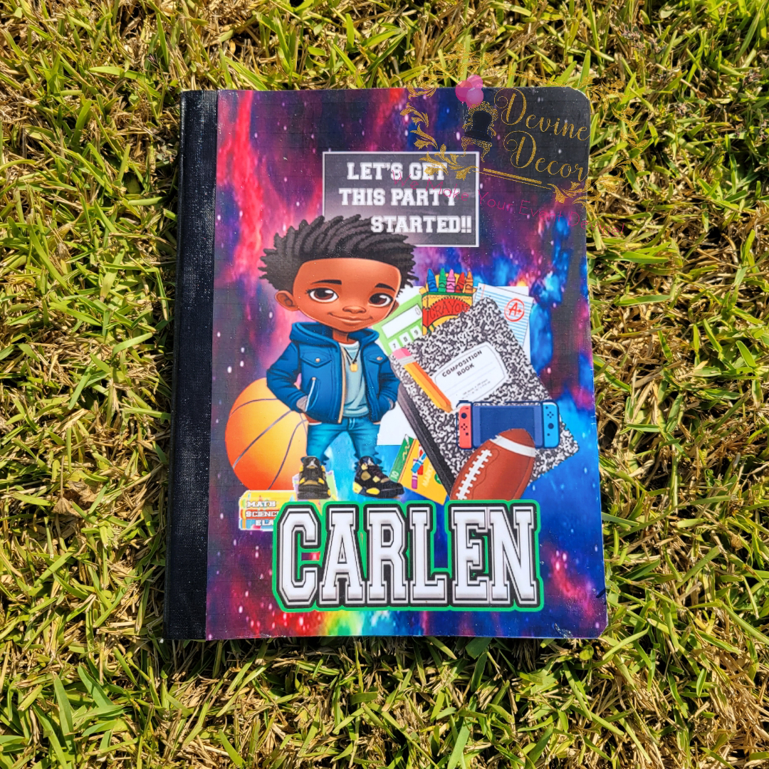 Let's Get This Party Started Custom Composition Notebook | Devine Decor
