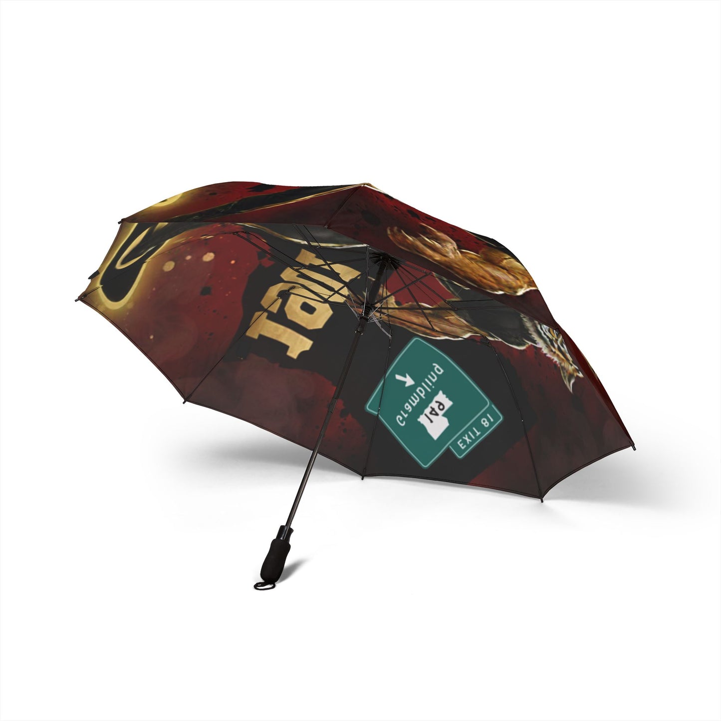 Tiger Mascot Foldable Umbrella — College Sports Team Rain Umbrella