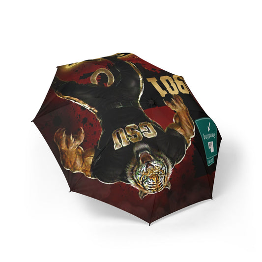 Tiger Mascot Foldable Umbrella — College Sports Team Rain Umbrella
