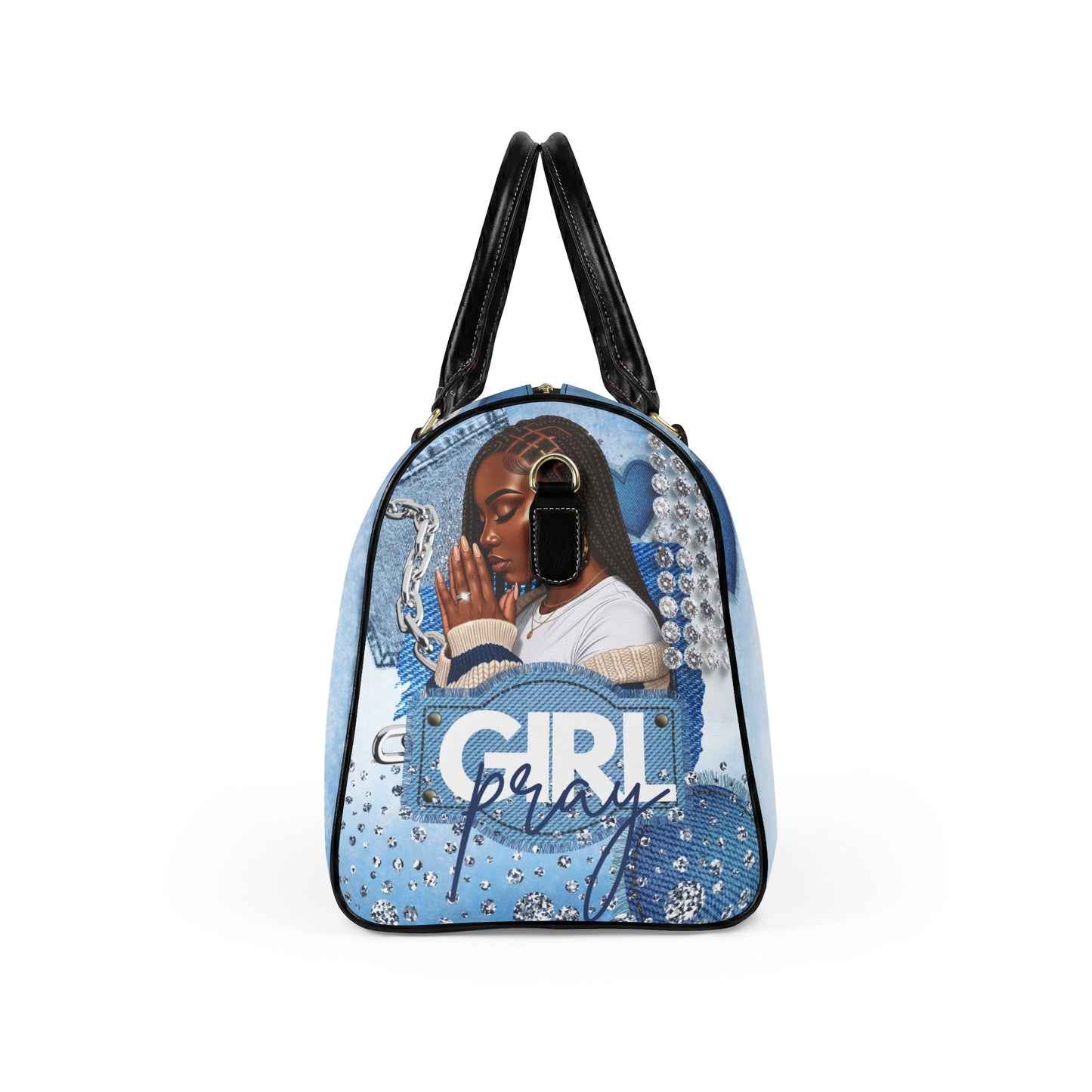 Braid Girl Pray Leather Travel Bag