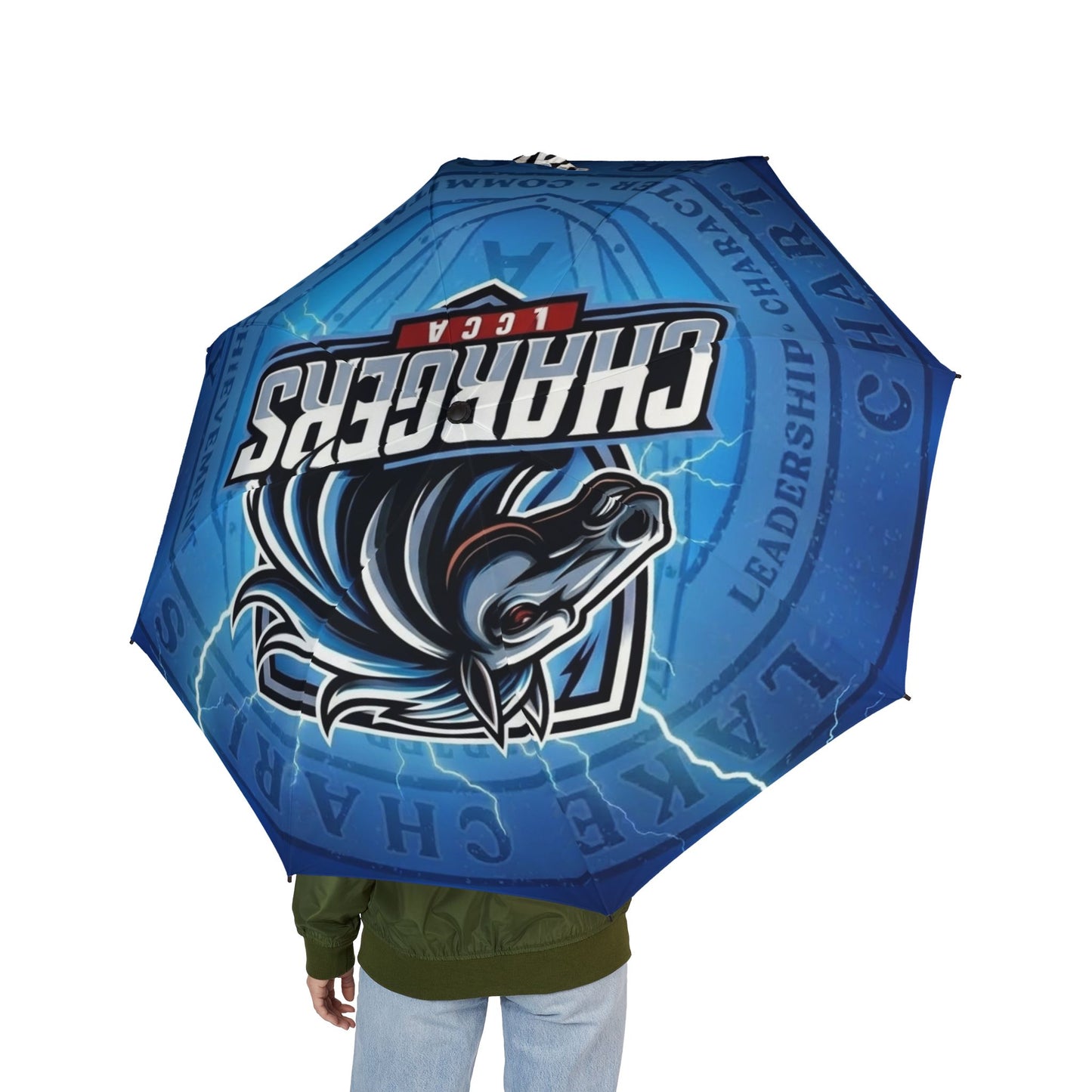 Chargers Team Logo Foldable Umbrella — Semi‑Automatic Blue Sports Umbrella