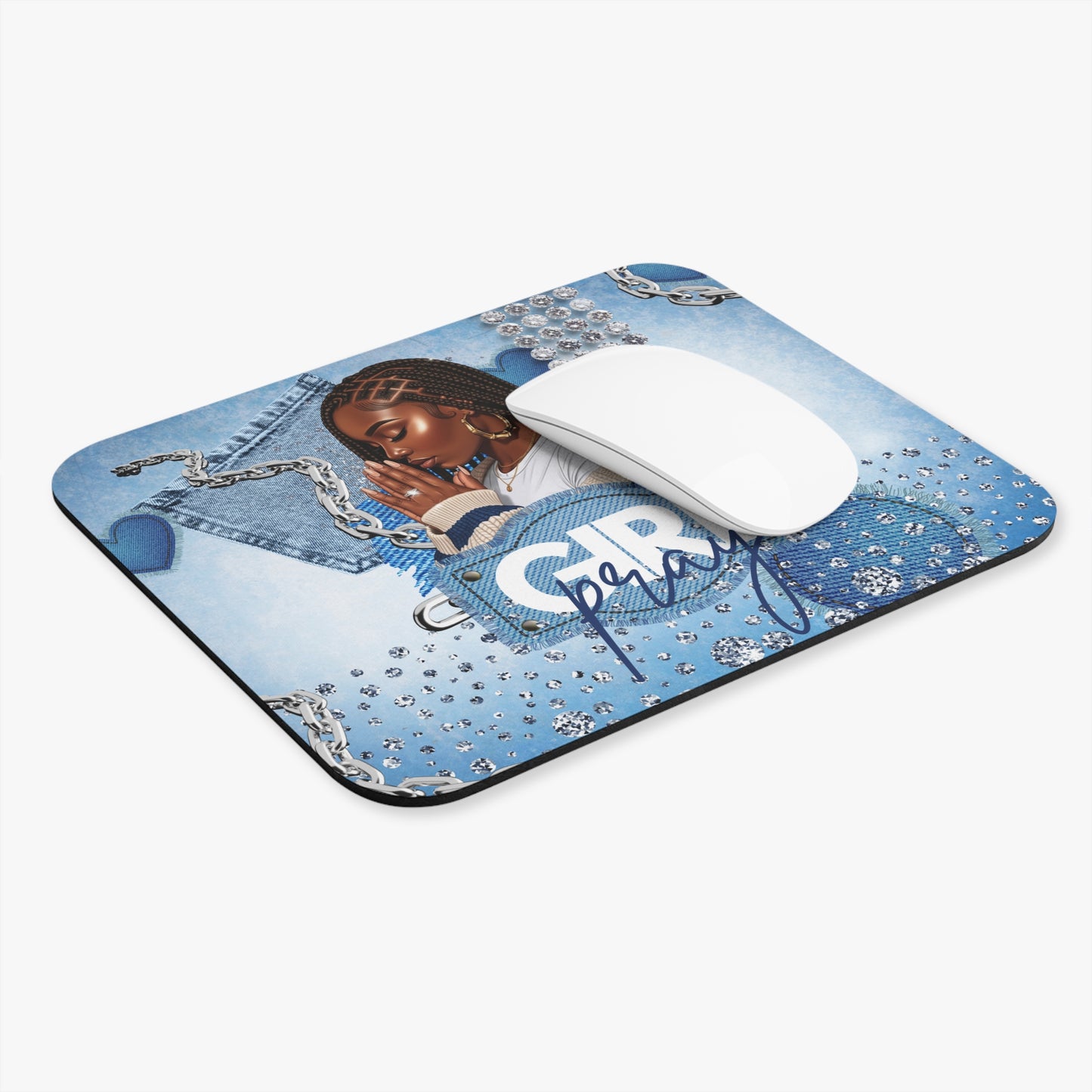 Braid Girl Pray Decorative Mouse Pad