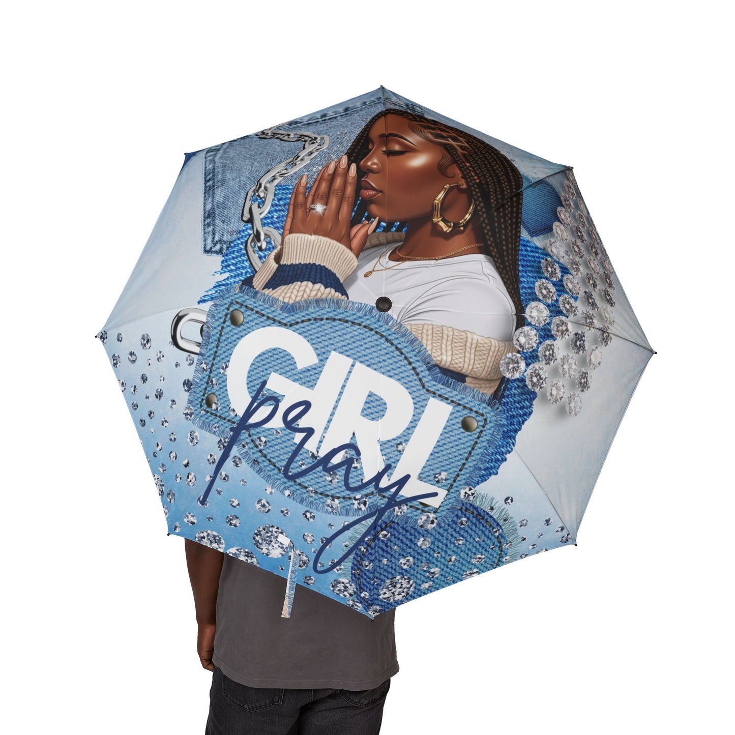 Braid Girl Pray Travel Umbrella