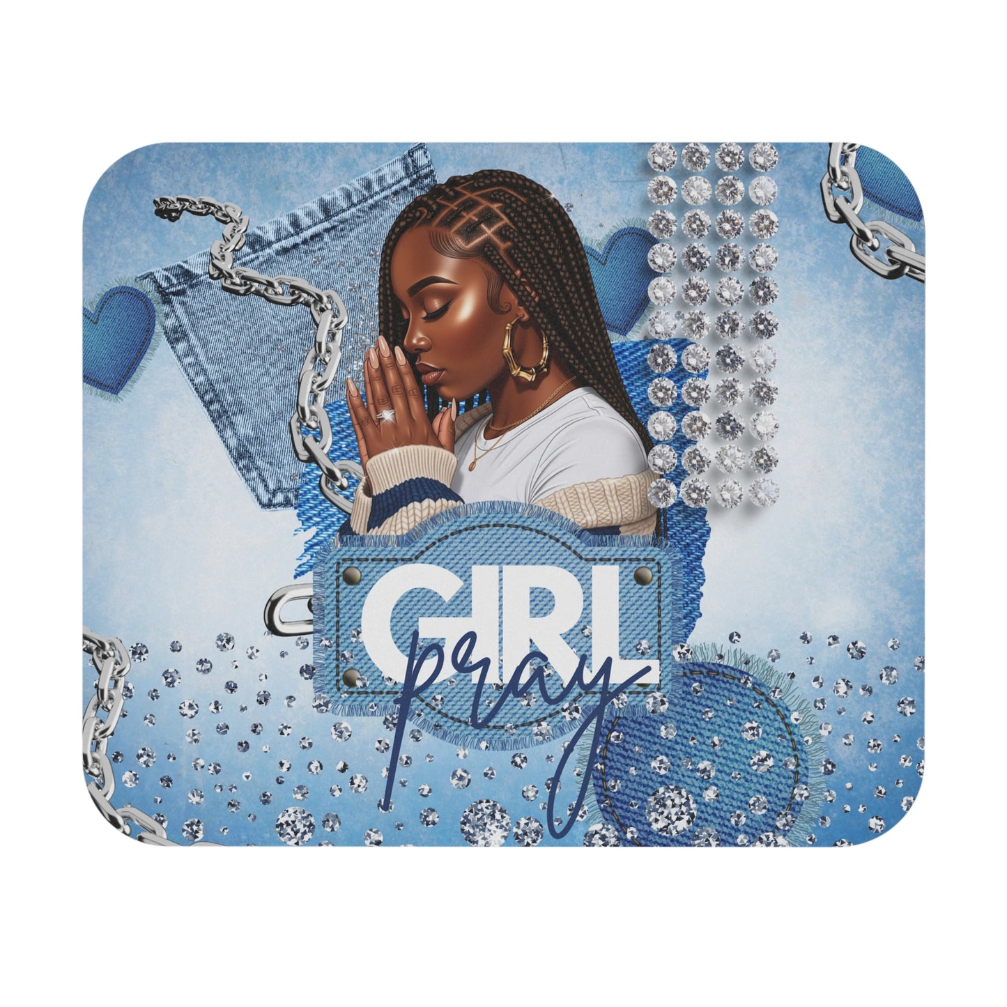 Braid Girl Pray Decorative Mouse Pad