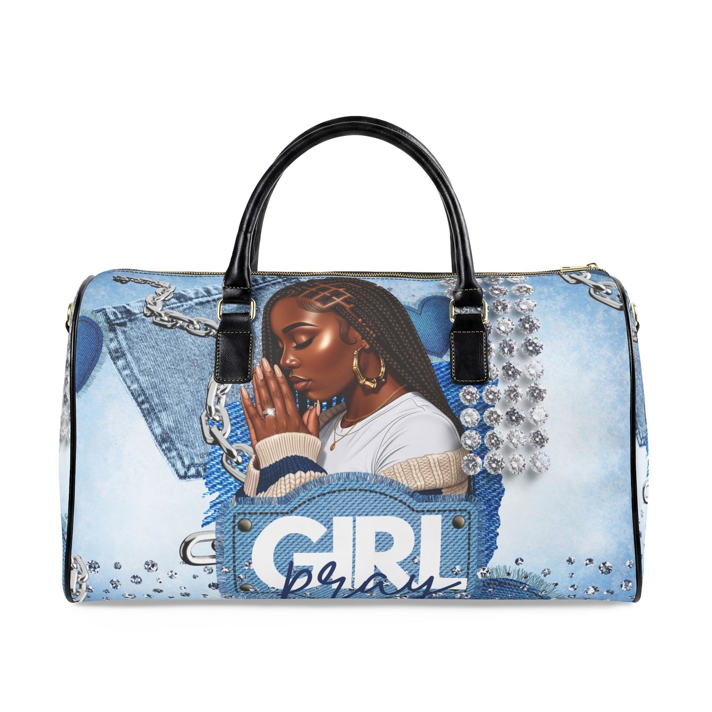 Braid Girl Pray Leather Travel Bag