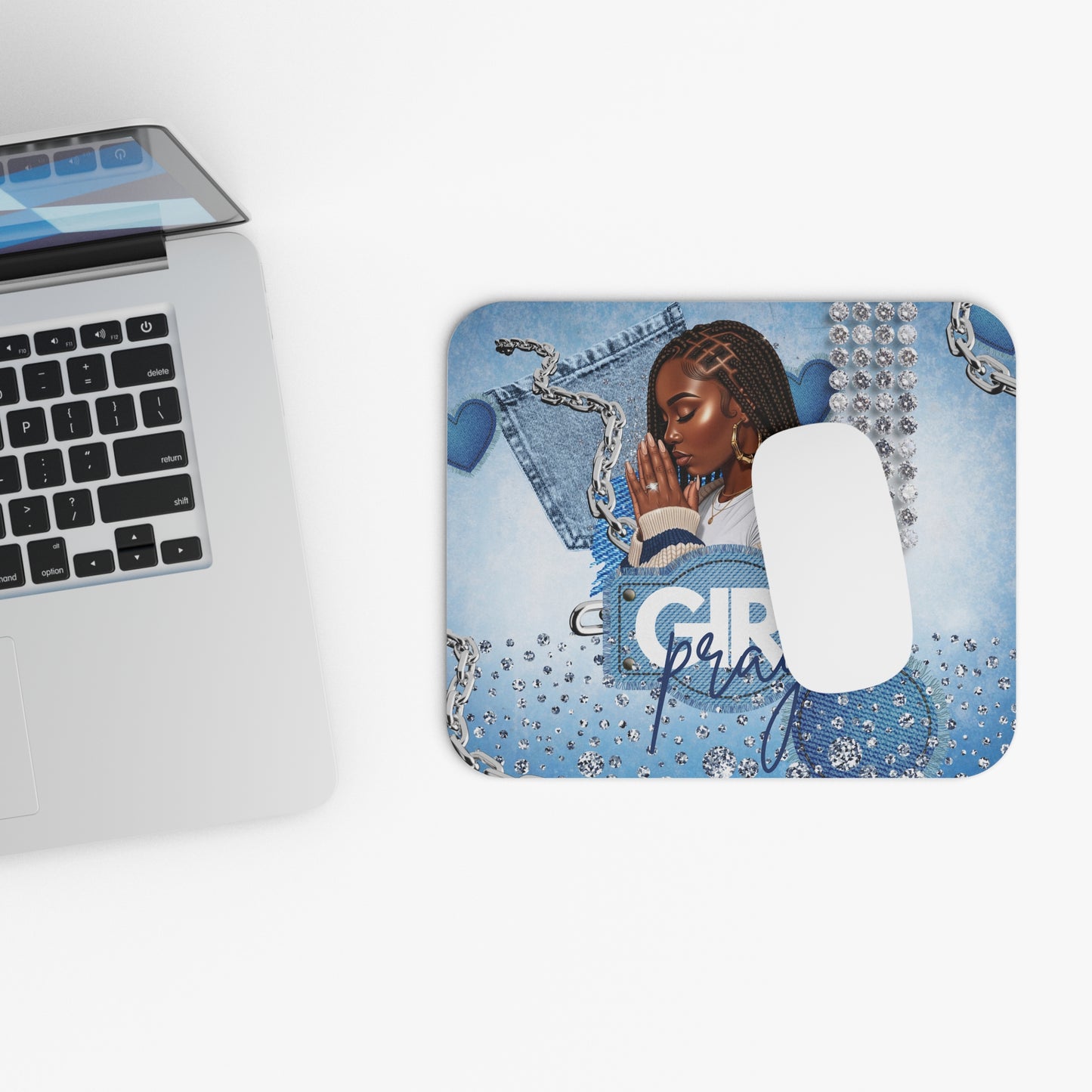 Braid Girl Pray Decorative Mouse Pad