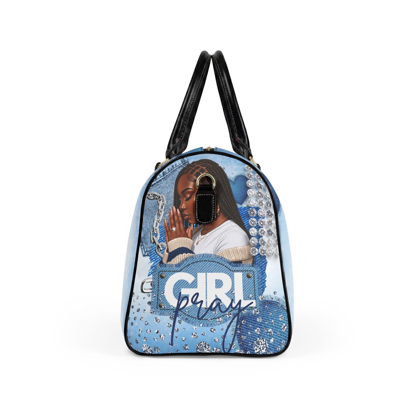 Braid Girl Pray Leather Travel Bag