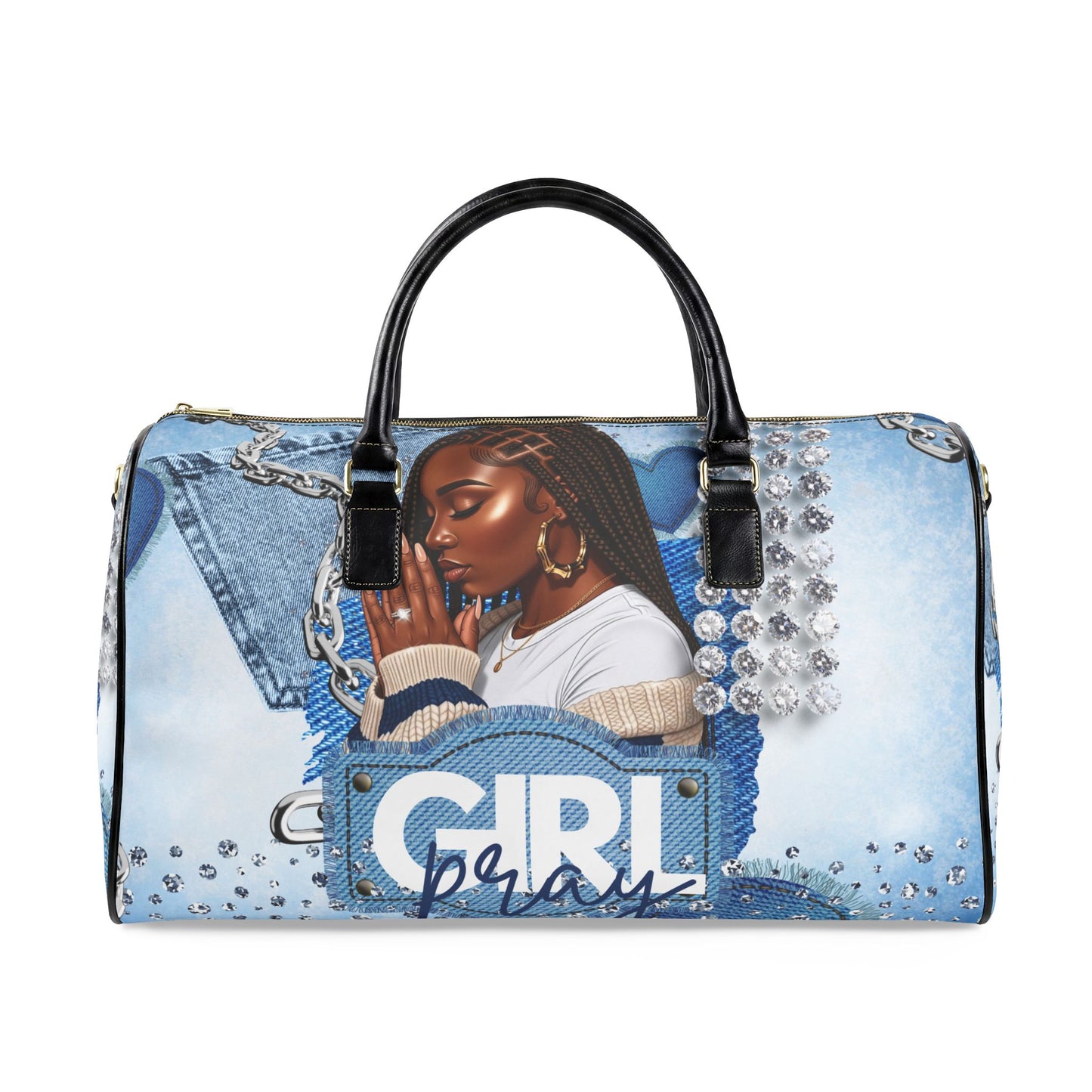Braid Girl Pray Leather Travel Bag