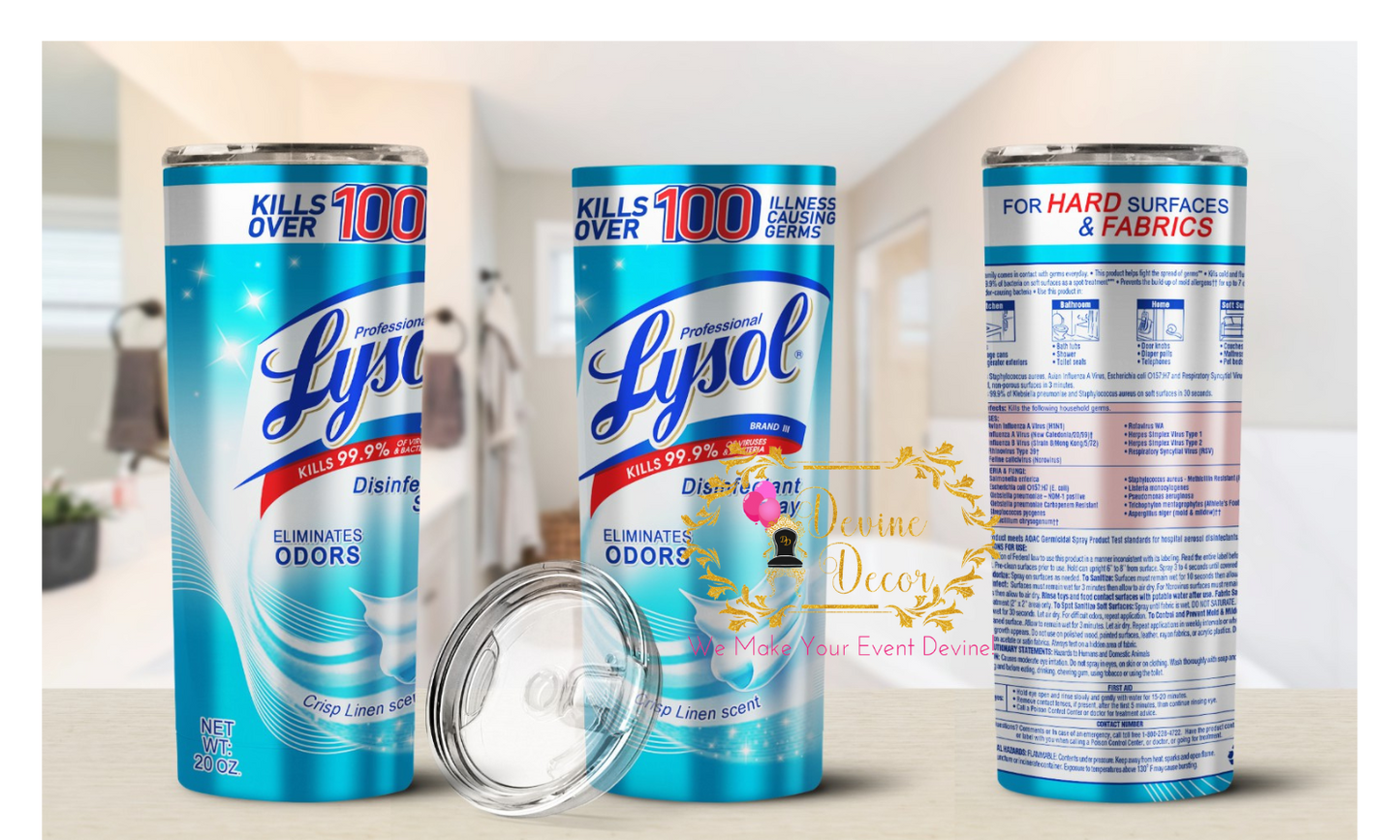 20 oz Disinfectant Spray Inspired Tumbler | Devine Decor – Devine 20 oz Disinfectant Spray Inspired Tumbler | Devine Decor – Devine