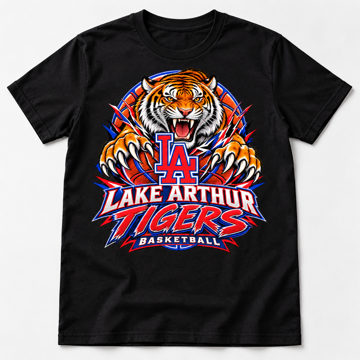 Lake Arthur Tiger Takeover Basketball Tee| Devine Decor LLC