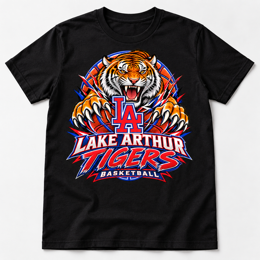 Lake Arthur Tiger Takeover Basketball Tee| Devine Decor LLC