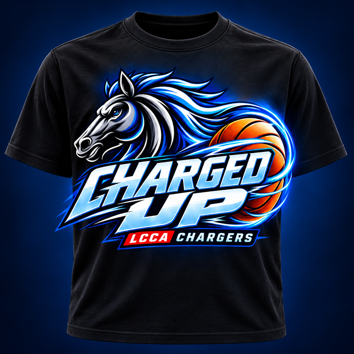 Charged Up LCCA Chargers Tshirt
